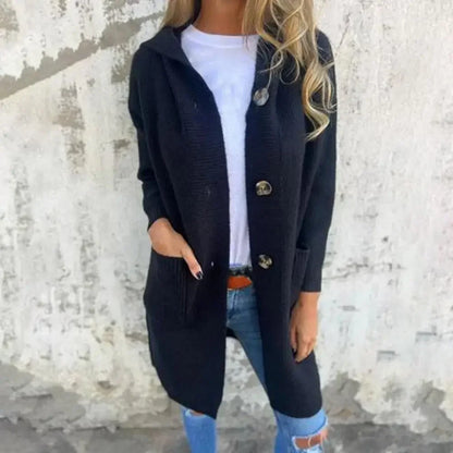 Long cardigan moderne pour femme avec boutons