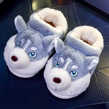 Mignonnes pantoufles husky douces pour femme