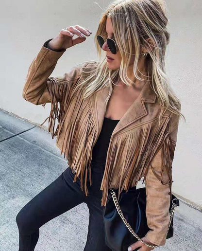 Veste femme élégante à franges