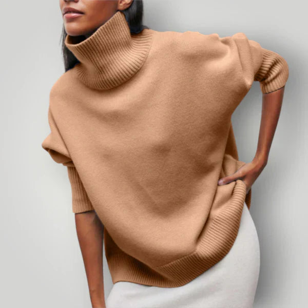 Pull col roulé oversize femme - Pull d'hiver doux et chaud