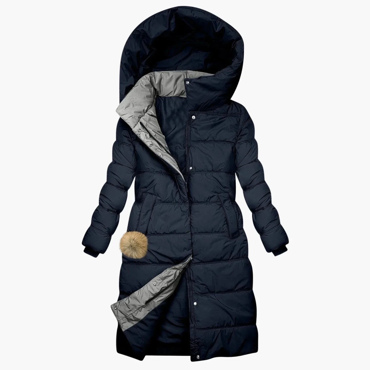 Manteau matelassé d'hiver pour femme | Long parka coupe-vent