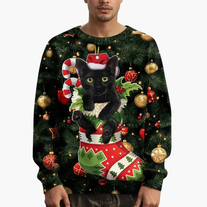 Pull de Noël motif chat Festif