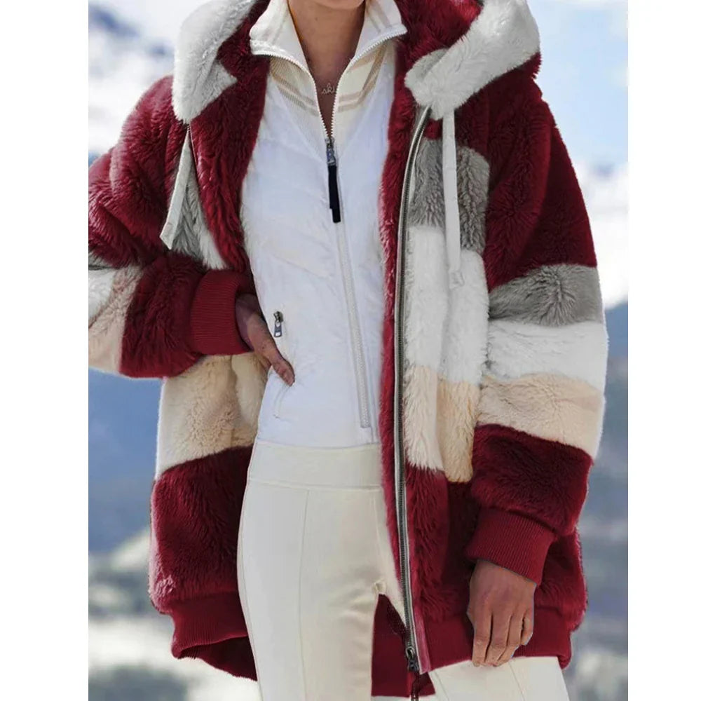 Manteau en peluche surdimensionné pour femme