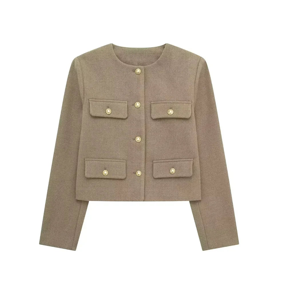 Élégante veste courte en laine pour femme