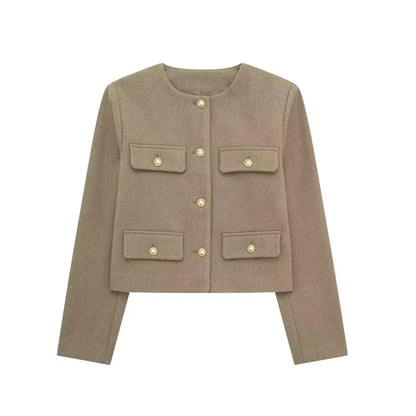 Élégante veste courte en laine pour femme
