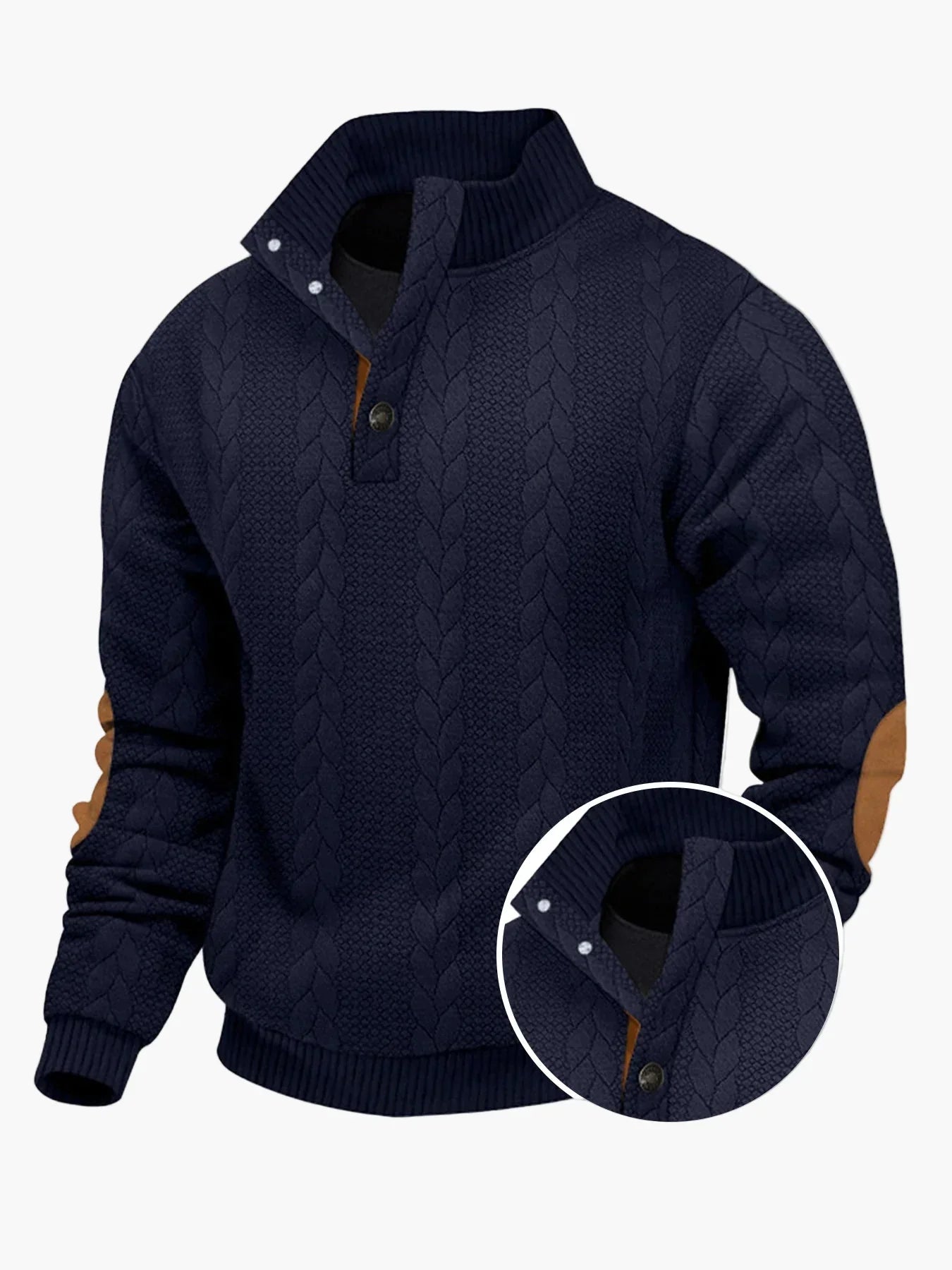 Pull en maille décontracté avec col montant et écussons