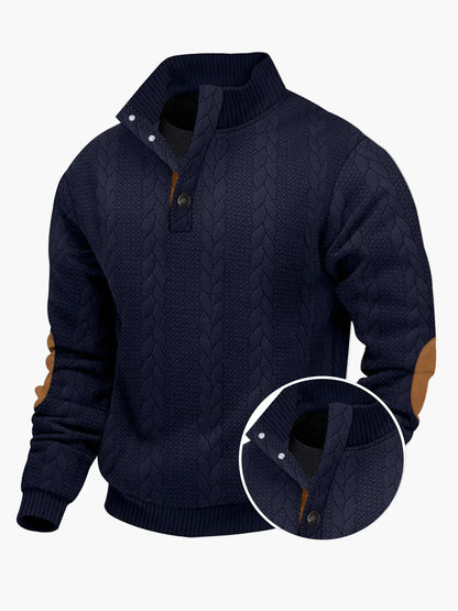 Pull en maille décontracté avec col montant et écussons