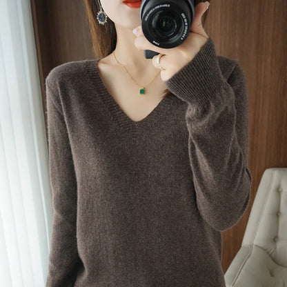 Pull col V confortable pour femme