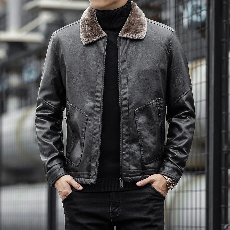 Blouson en cuir élégant pour homme classique