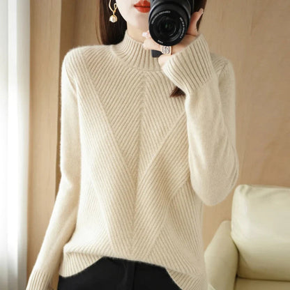 Pull tricoté Col Rond Chaud Hiver