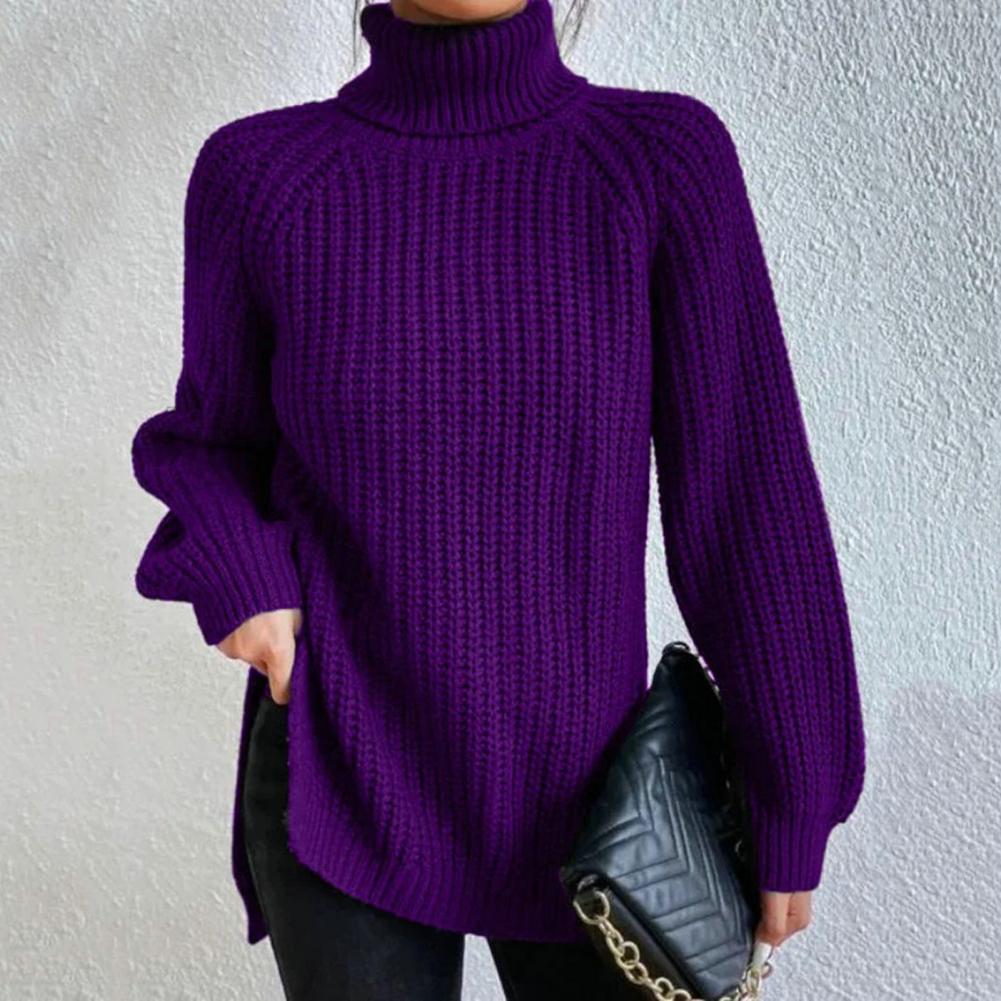 Pull en maille oversize doux, col roulé, manches longues
