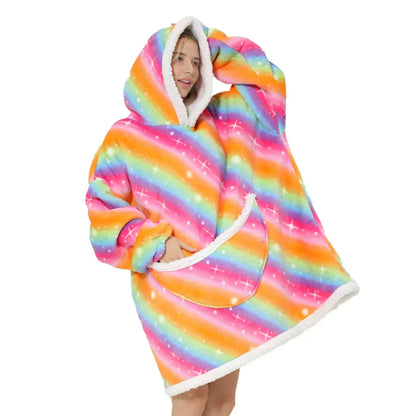 Couverture polaire oversize à capuche et poches