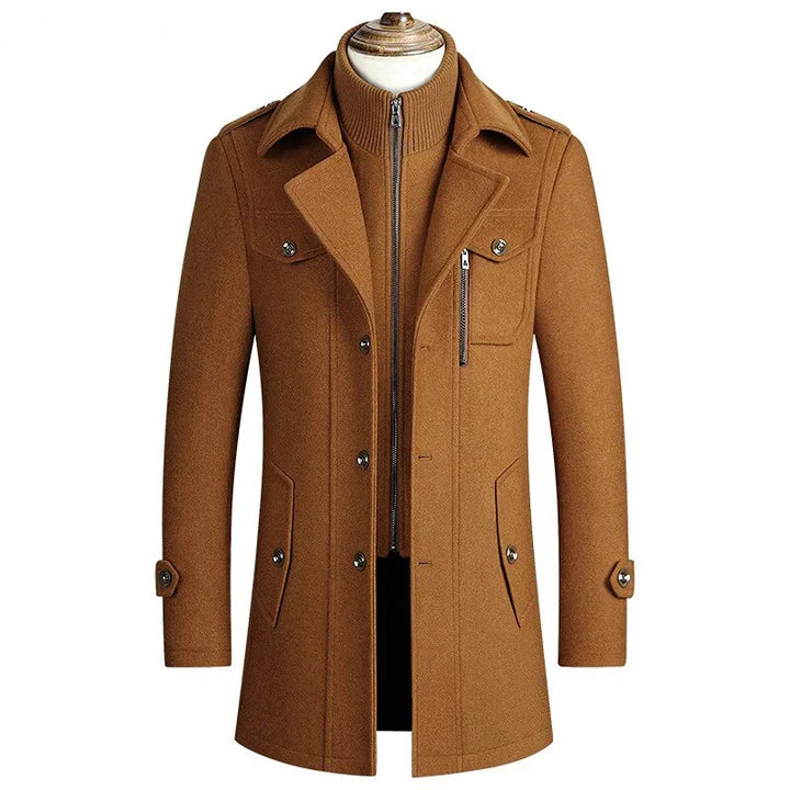 Herren Trenchcoat Offener Kragen Elegант - IdealeKleiden
