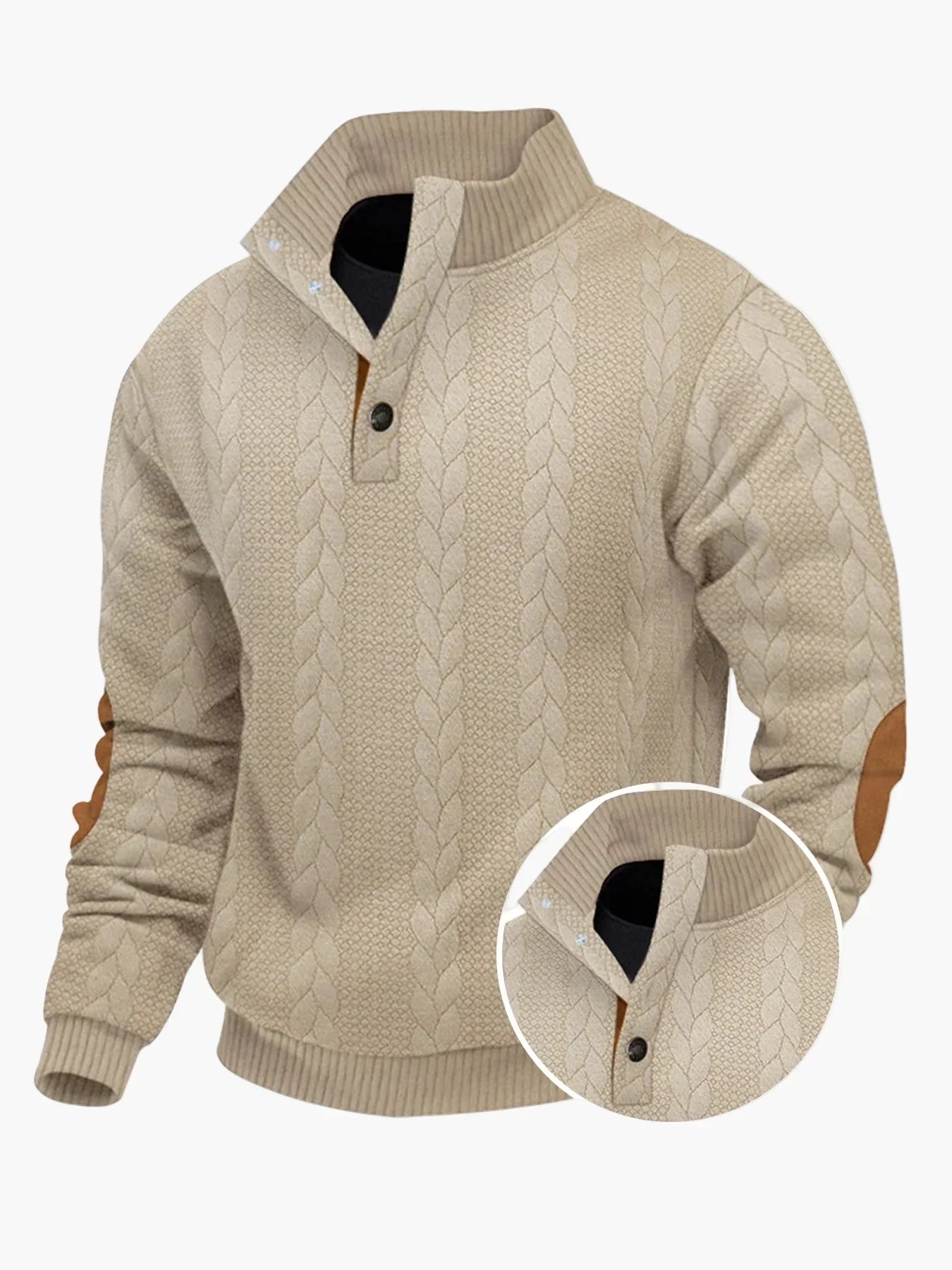 Pull en maille décontracté avec col montant et écussons