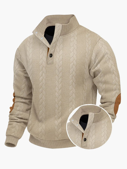 Pull en maille décontracté avec col montant et écussons