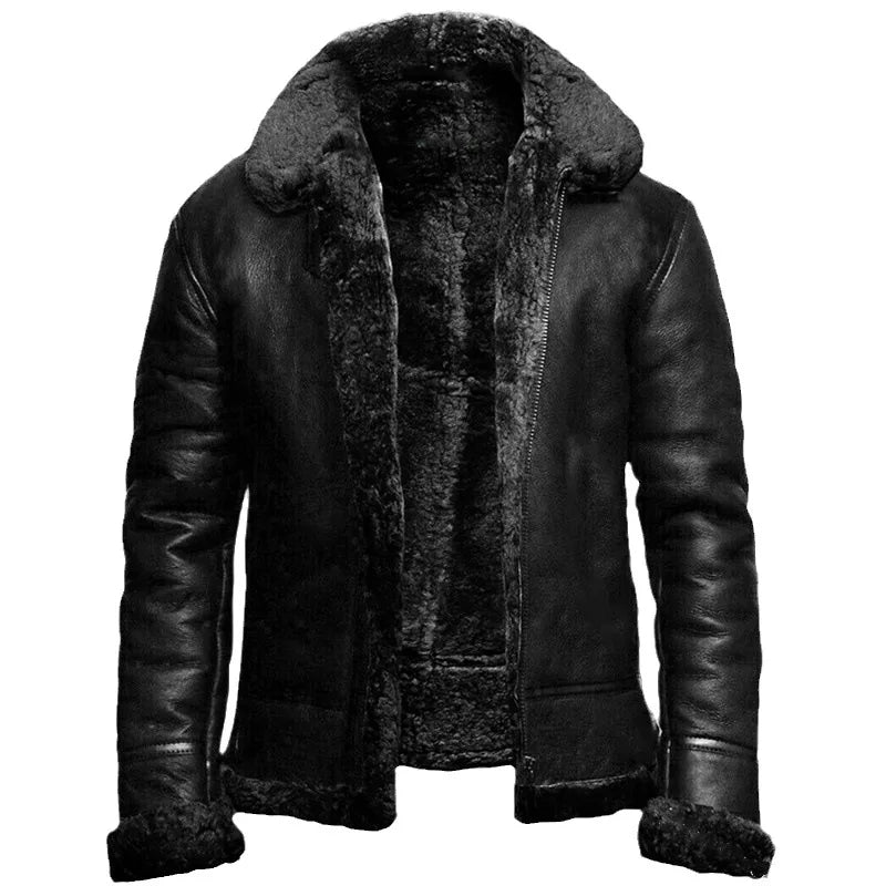 Veste en cuir véritable homme élégante classique