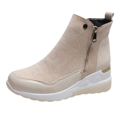 Bottes d'hiver chaudes à talons compensés pour femmes