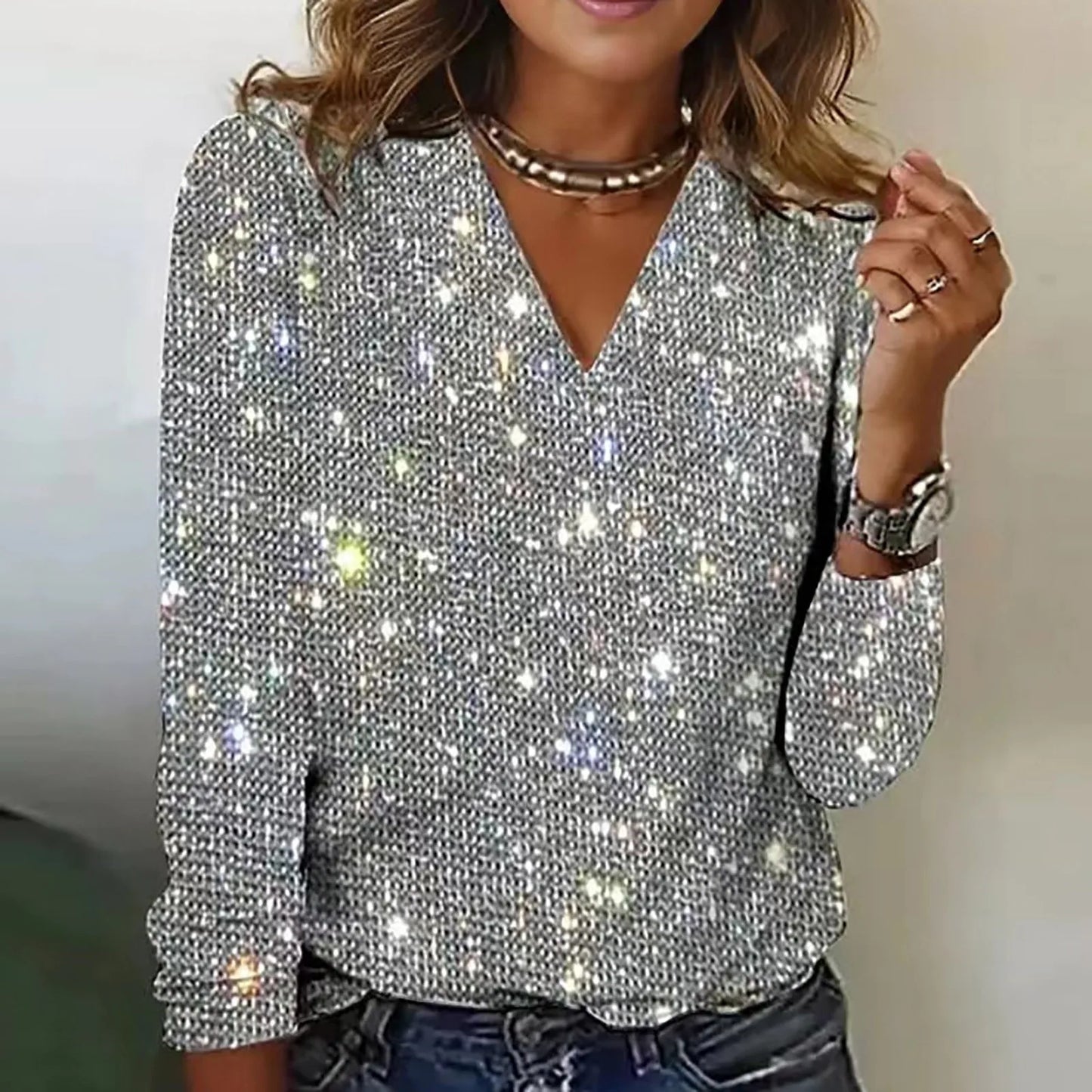 Chemisier scintillant pour femme Élégant et chic