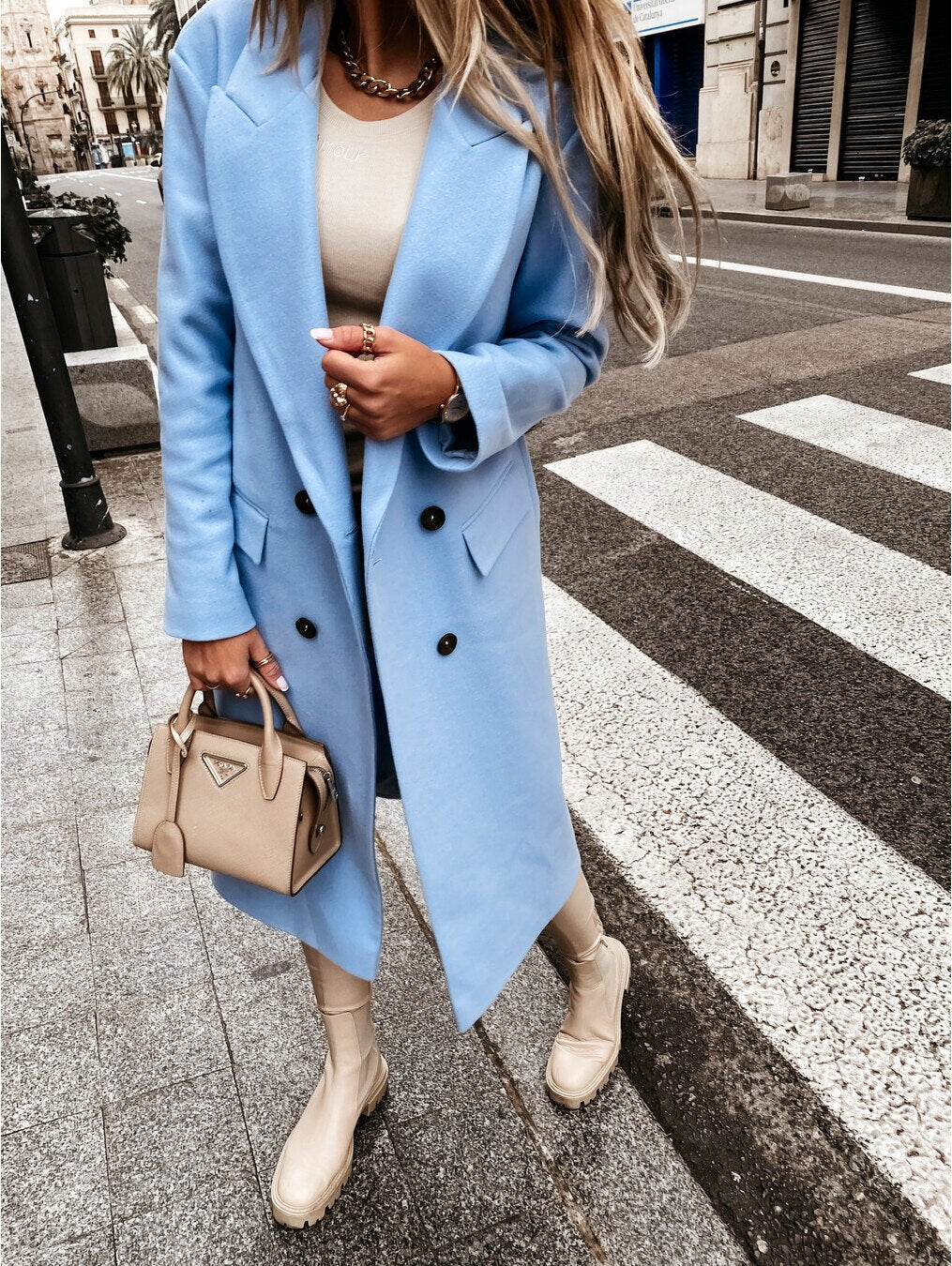 Manteau d'hiver femme lainage boutons