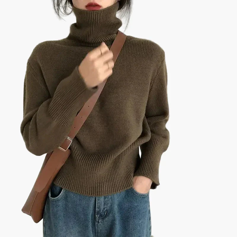 Pull-over col roulé tendance automne hiver