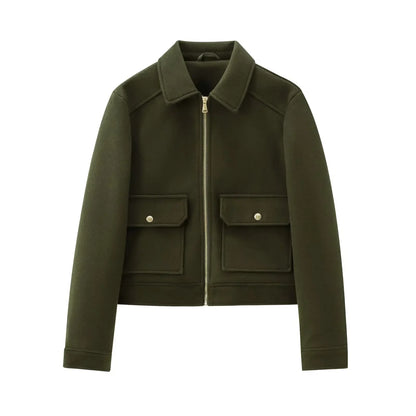 Blouson d'hiver pour femme zippé en mélange de laine