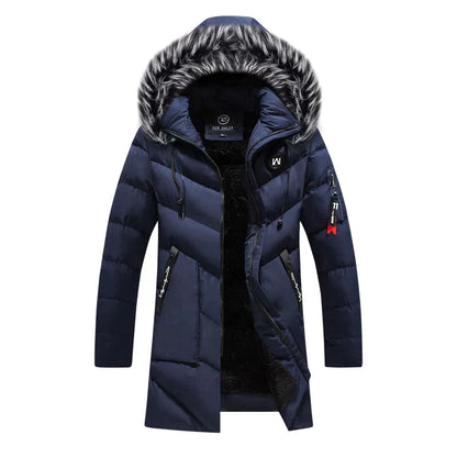 Parka d'hiver long pour homme, douillet, avec capuche