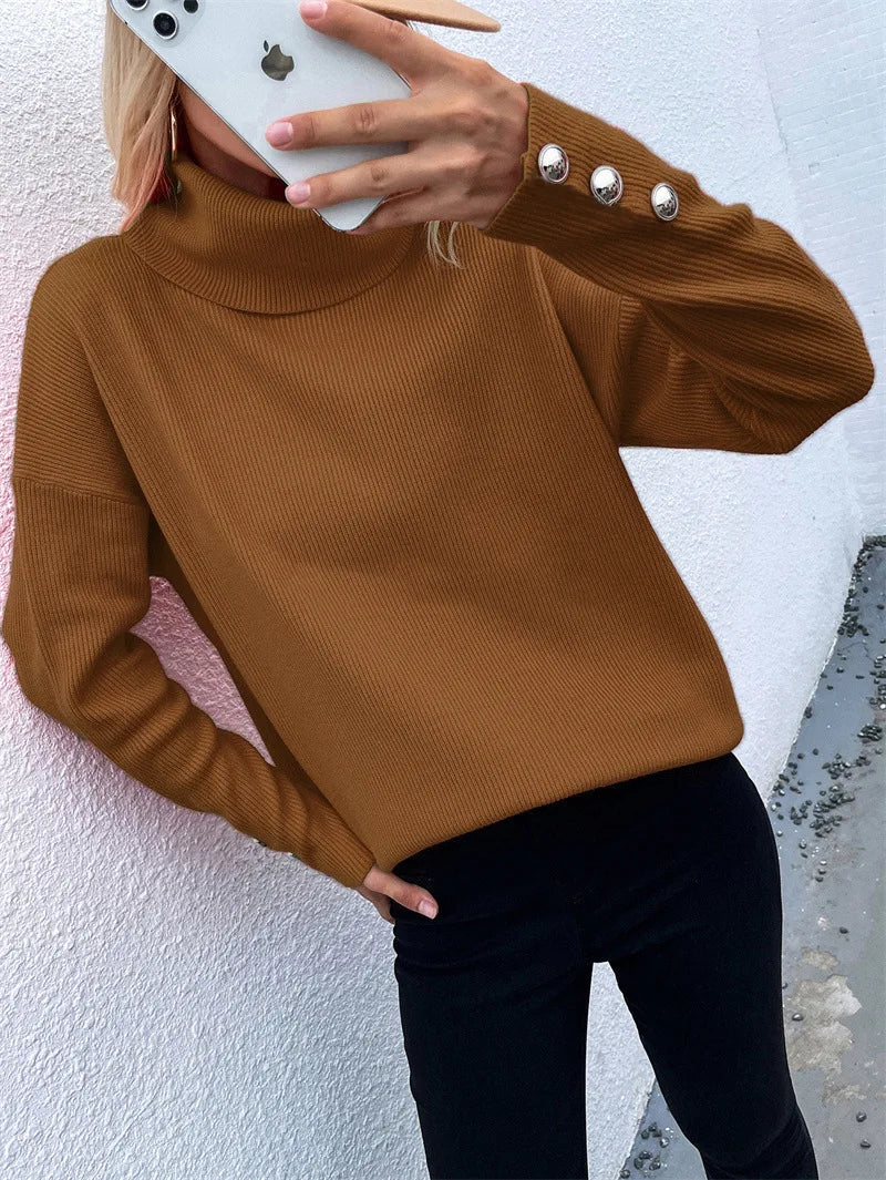 Bequemer Strickpullover Hochgeschlossen - IdealeKleiden