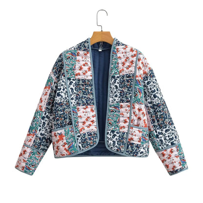 Manteau d'hiver élégant à imprimé floral pour femme