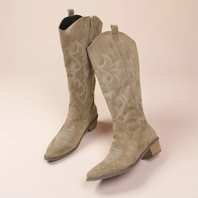 Cowboy-Stiefel Wildleder Western-Design Halb-Hoch - IdealeKleiden