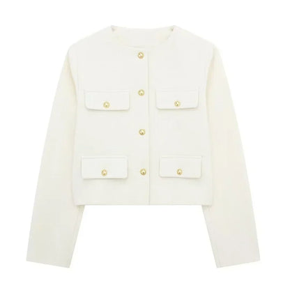 Élégante veste courte en laine pour femme