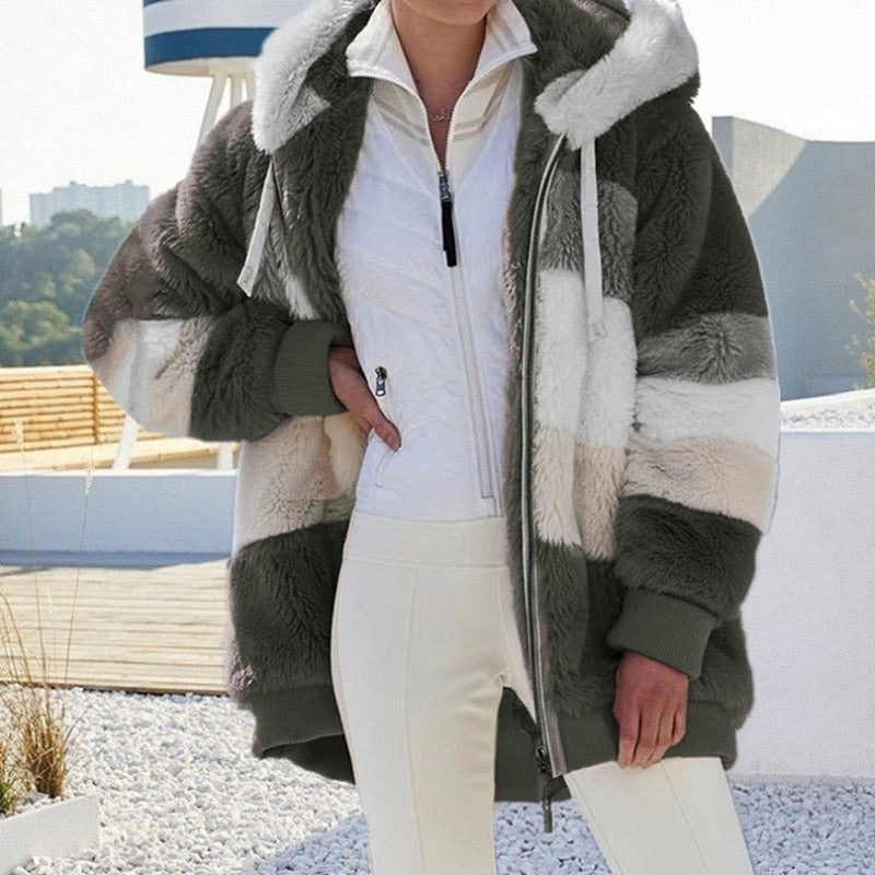 Veste en peluche pour femmes douce, chaude et élégante