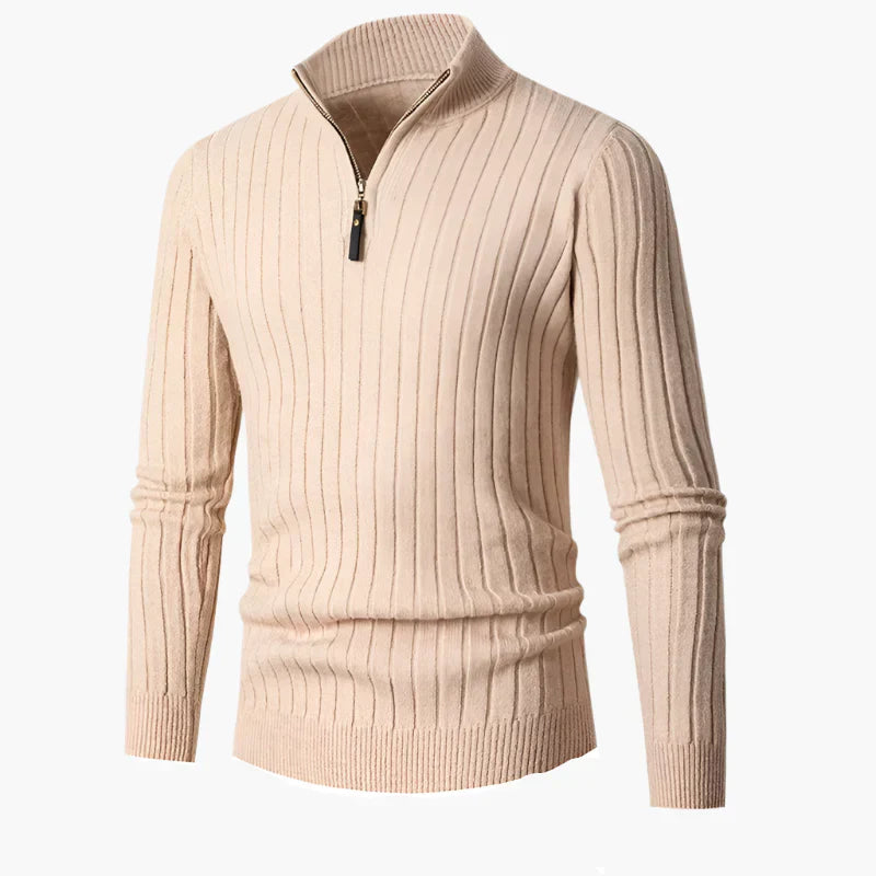 Haut en maille élégant avec col montant et demi-zip