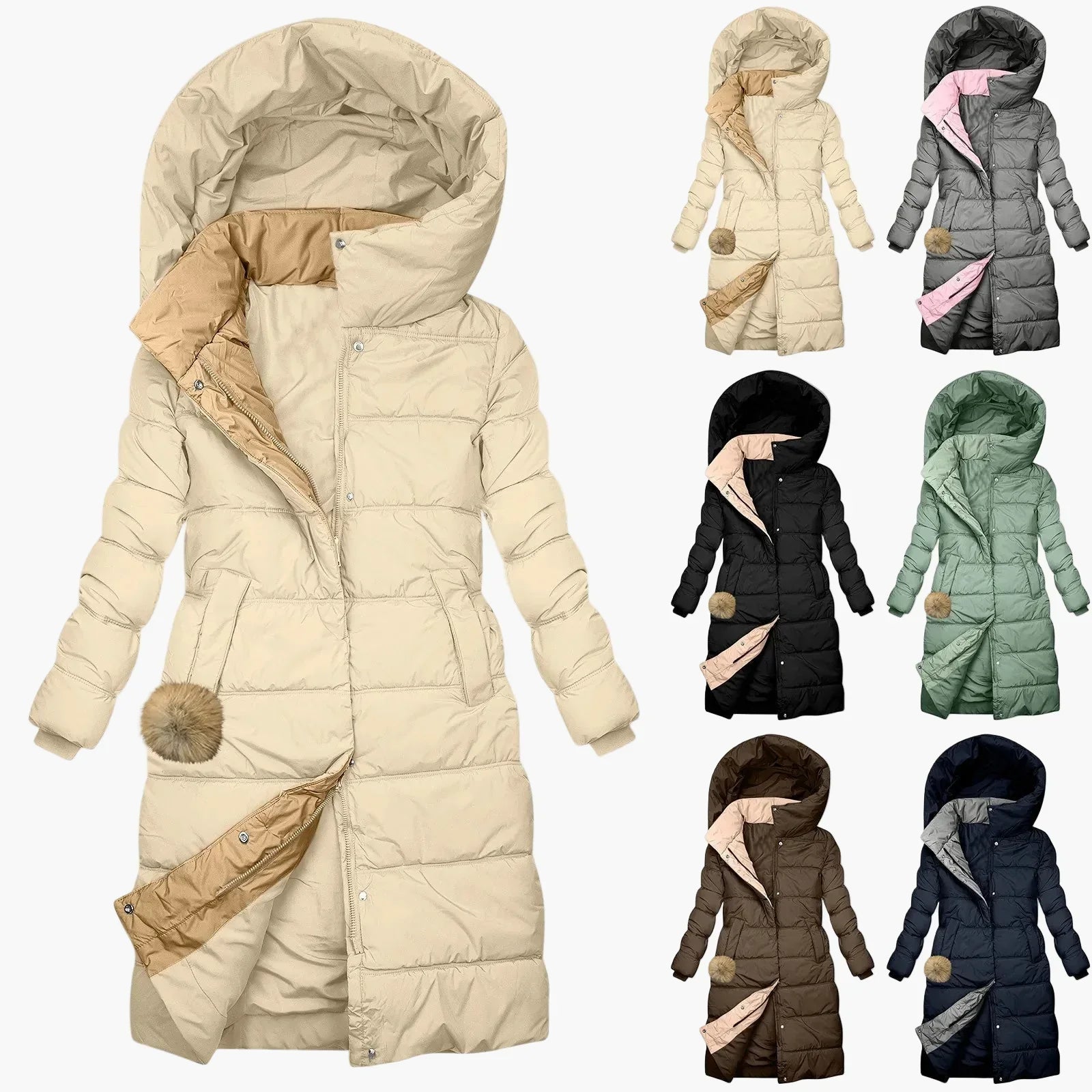 Winter Steppmantel Damen | Langer, Winddichter Parka Mantel - IdealeKleiden