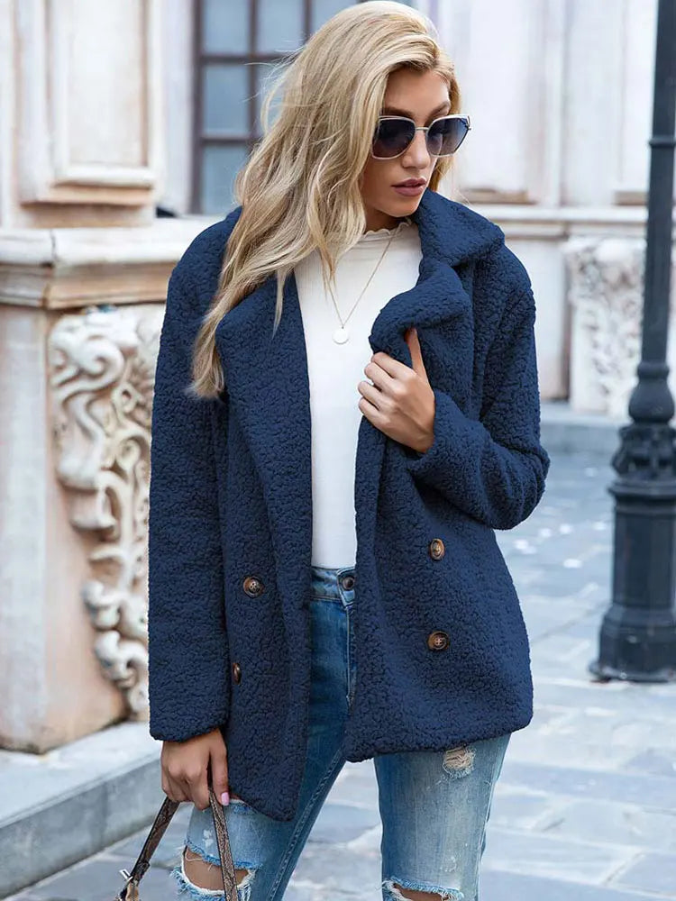 Veste douce femme Manteau Teddy Hiver