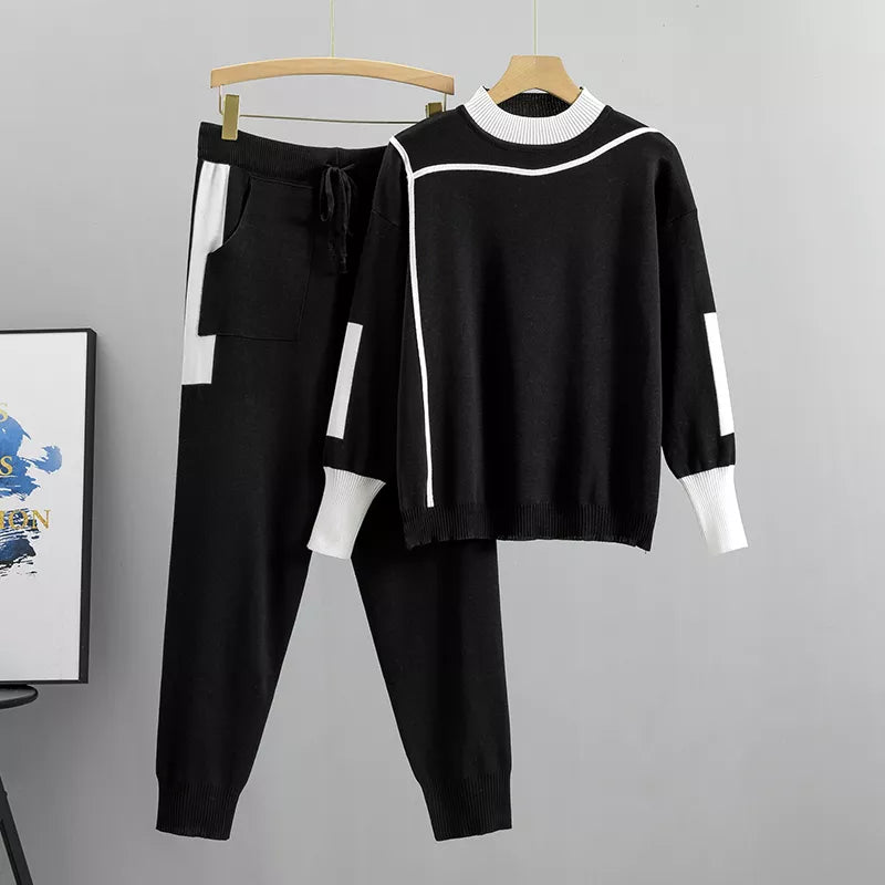 Ensemble tricoté femme pull et pantalon confort