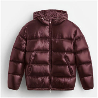 Herren Pufferjacke Warm Kapuze Reißverschluss - IdealeKleiden