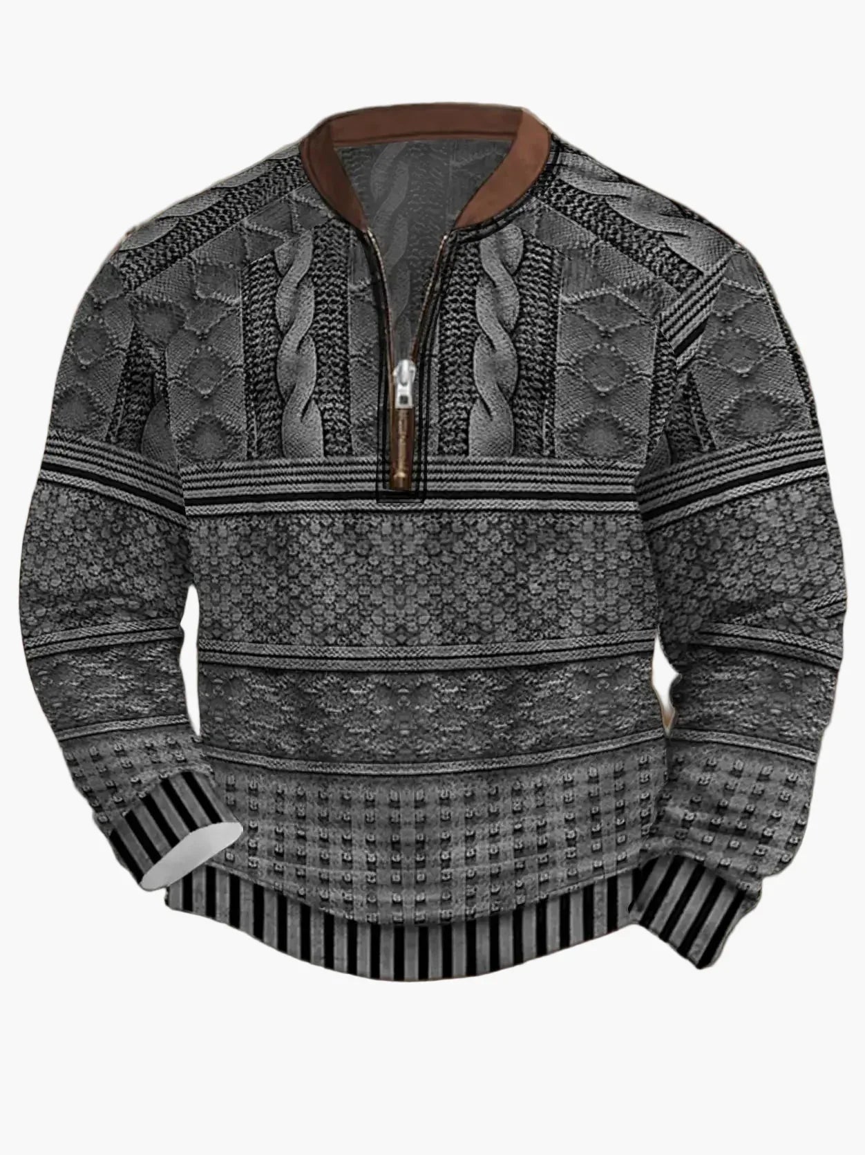 Pull en tricot zippé moderne pour homme