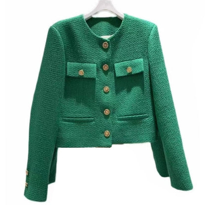 Veste en tweed col rond chic pour femme