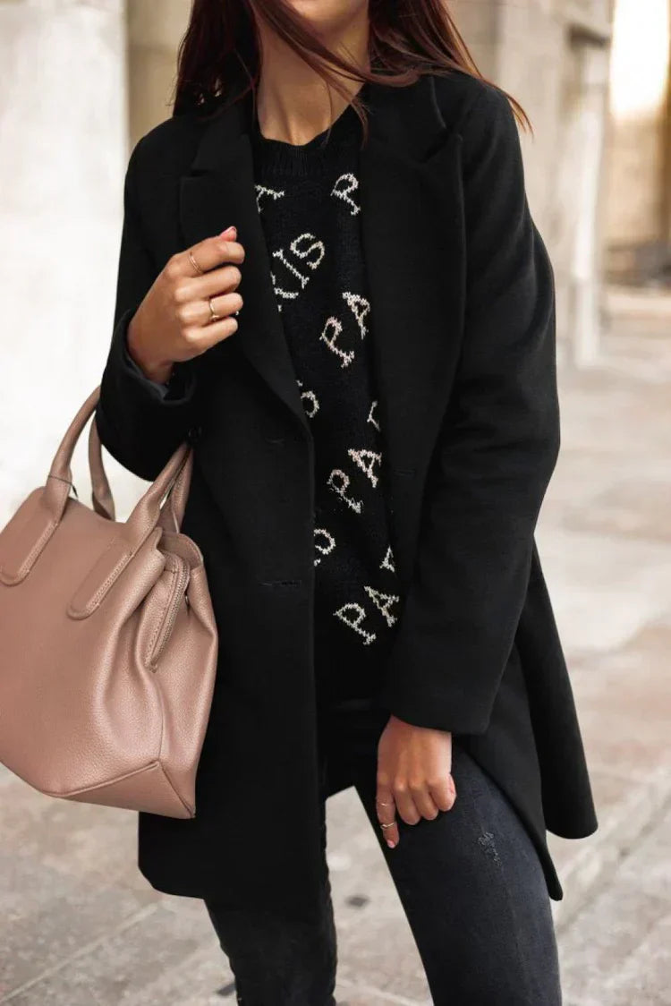Manteau d'hiver élégant pour femme en laine moderne