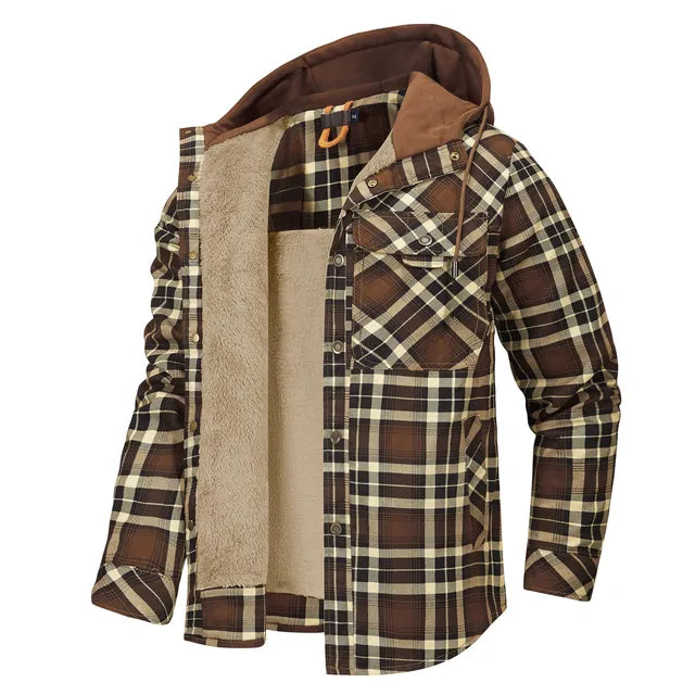 Veste chemise à carreaux chaude homme
