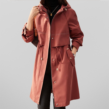 Stylische Damenjacke Rot Kapuze - IdealeKleiden