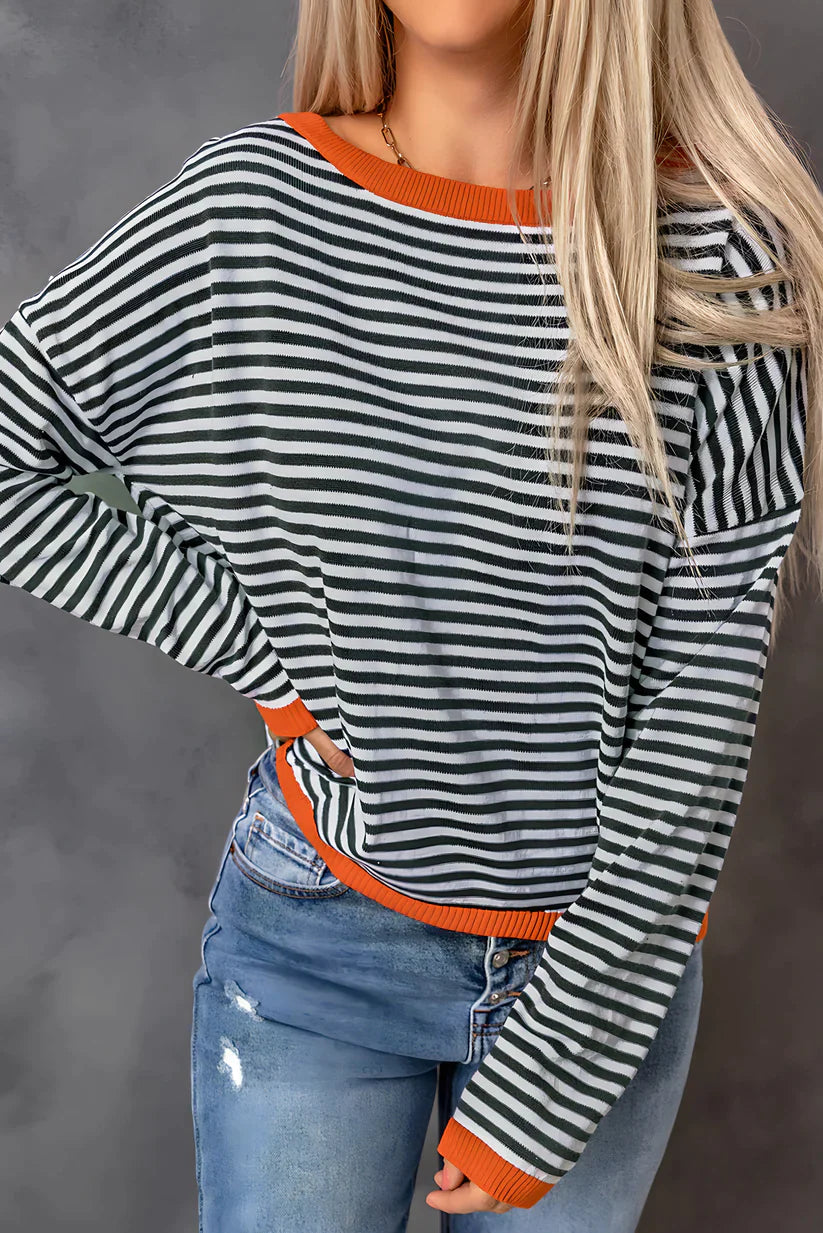 Pull rayé élégant pour femme Mode moderne