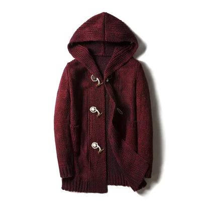 Veste d'hiver homme grosse maille capuche