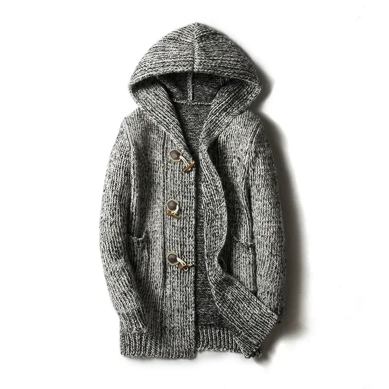 Veste d'hiver homme grosse maille capuche