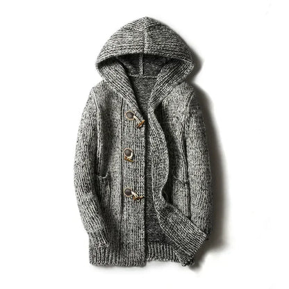 Veste d'hiver homme grosse maille capuche