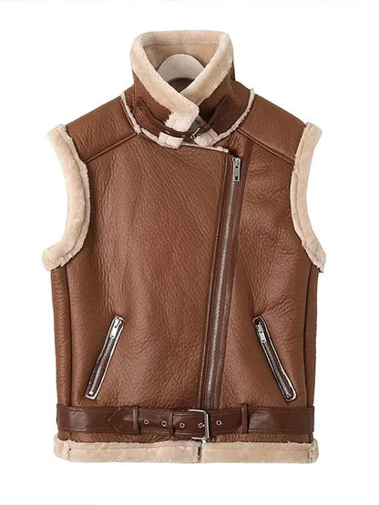 Gilet en cuir femme chaud et élégant