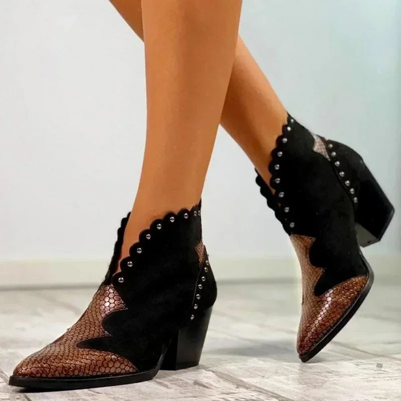 Bottines western façon python Talon bas