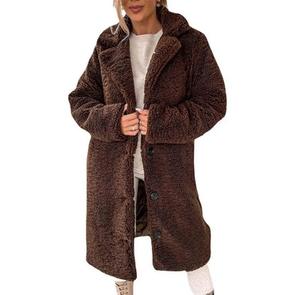Veste Teddy Femme Douce Boutonnée Hiver