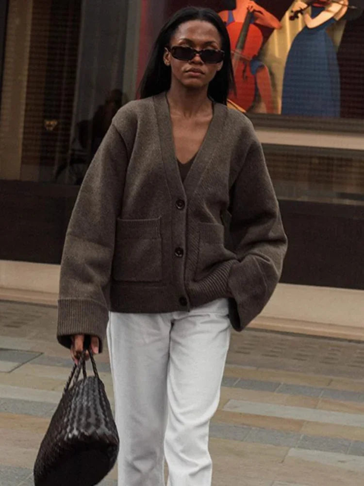 Cardigan élégant col V pour femme