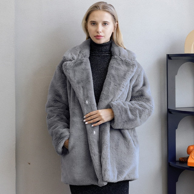 Manteau oversize souple à col revers